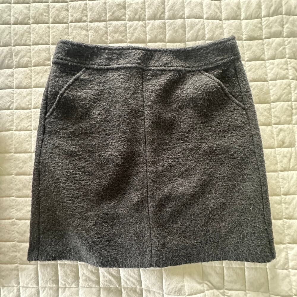 S Oliver Skirt Womens 8 Gray Wool Blend Mini Textured Knit Minimalist Academia